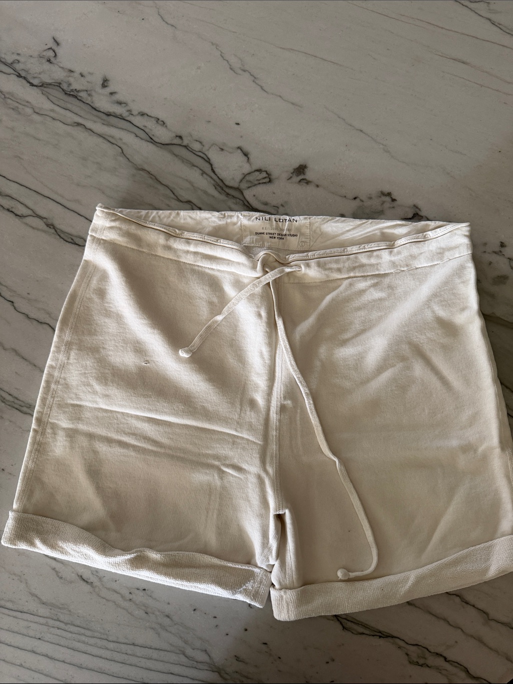 Nili Lotan Neutral Cream Knit Drawstring Women’s Shorts